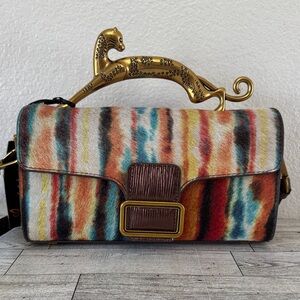 Sharif Multicolor Striped Calf Hair & Leather Bag NWT